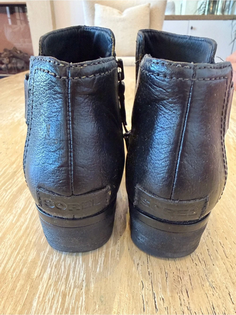 Sorel Black Leather Ankle Boots-Size 7